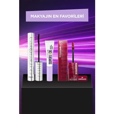 L'Oréal Paris Maybelline & L’oréal Paris Kaş ve Maskara, Ruj Seti – Vinyl Ink Ruj, Telescopic