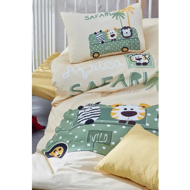 Bonjardin Home Safari 3D Dijital Baskılı Pamuklu Bebek Nevresim Takımı 100x150cm ve
