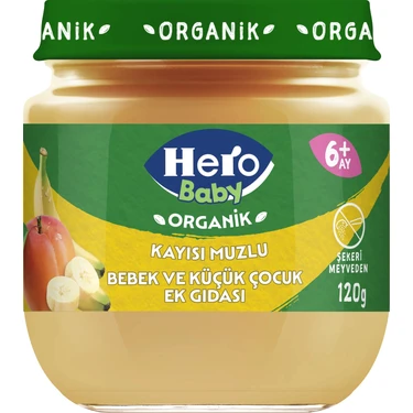 Hero Baby Organik Kayısı Muz Püresi Kavanoz Mama