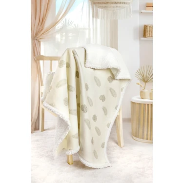 Hamur Fluffy Bebek Battaniyesi 80x100 Cm Melis Kundak Puset Çift Taraflı Koyun Tüyü Battaniye