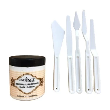 Cadence Rölyef Pasta 250 ml ve 5'li Spatula Seti Dekoratif Yüzey ve Sanat Çalışmaları