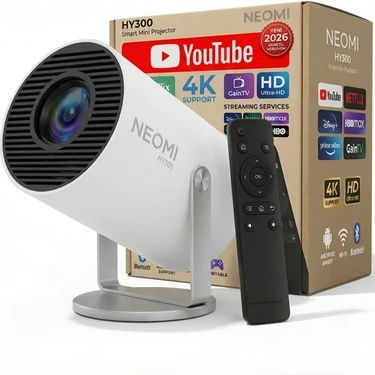 Neomi Taşınabilir Android Projeksiyon En Güncel Versiyon Wifi Destekli Akıllı Sinema Projektör