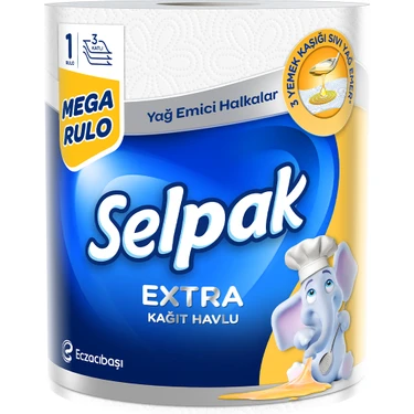 Selpak® Extra 1=3 Yağ Emici Mega Rulo Kağıt