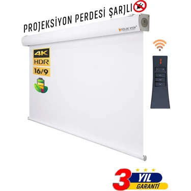 Gölge Stor EN:150CM BOY:160CM Şarjlı Projeksiyon Perdesi Lityum Pilli Uzun Ömürlü ve Uzaktan