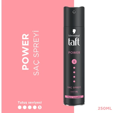 Schwarzkopf Taft Power Saç Spreyi Mega Güçlü 24 Saat Hacim 250 ml Kuru Yıpranmış Saçlara Kaşmir