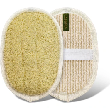 Lamina 2’li Oval Banyo Kesesi %100 Doğal Kabak Lifi Peeling Etkili Çift Taraflı Yüz ve