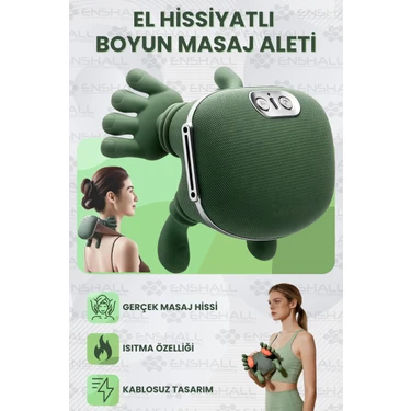 Enshall Şarjlı El Hissiyatlı Avuç Içi Kızılötesi Isıtmalı Boyun Omuz ve Sırt Masaj Aleti –