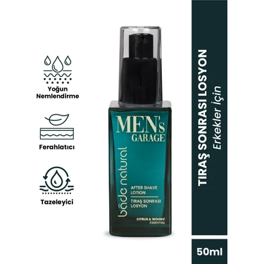 Bade Natural Men's Garage Tıraş Sonrası Losyon Ferahlatıcı ve Yatıştırıcı 50