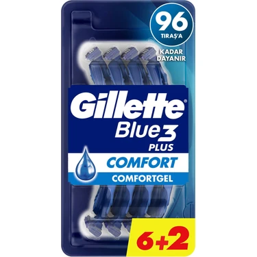 Gillette Blue3 Comfort Kullan At Tıraş Bıçağı 8 Adet 3 Bıçaklı Üstün Konfor Sağlayan