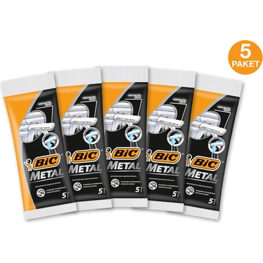 BIC Metal Tek Bıçaklı Erkek Kullan-At Tıraş Bıçağı 5'li – Ergonomik Sap, Paslanmaz Çelikten
