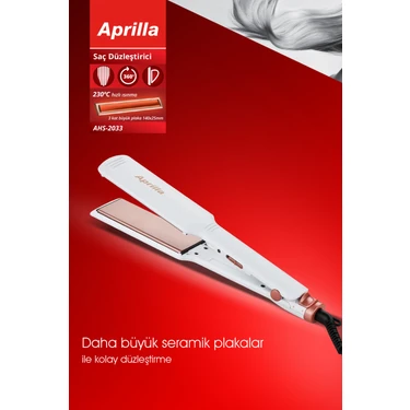 Aprilla Ahs-2033 Beyaz Geniş Seramik Kaplamalı Güçlü Saç Düzleştirici