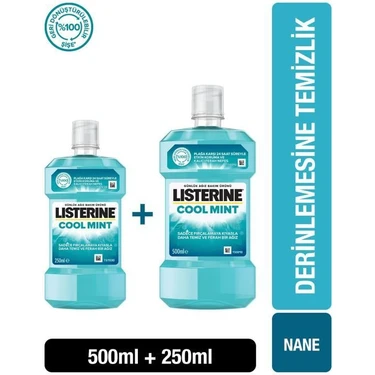 Listerine Cool Mint Ağız Bakım Suyu 500 ml + 250