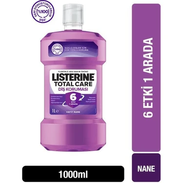 Listerine Ağız Gargarası 1 lt - Total Care, Çok Yönlü Koruma, Nane Aromalı, Ağız Sağlığı ve Gün