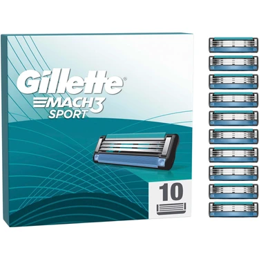 Gillette Mach3 Sport Yedek Tıraş Bıçağı 10 Adet Ergonomik Tasarım ile Rahat Tıraş