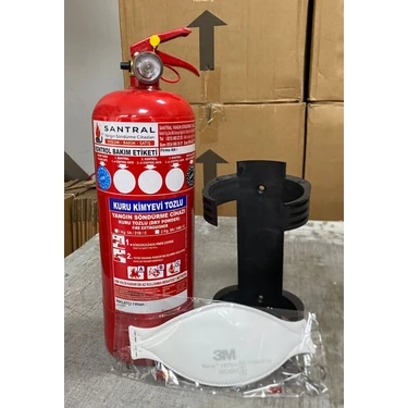 2 kg Abc Kkt Yangın Söndürme Tüpü Ev ve Araçlar Için Uygun 3M N95 Maske Hediye