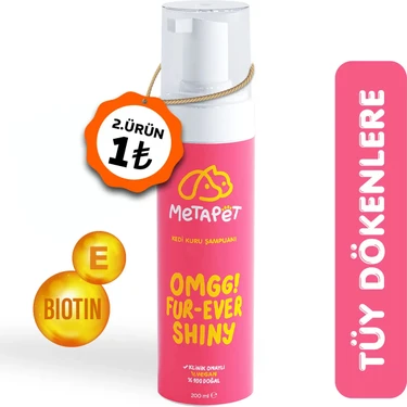 Metapet Tüy Döken Kedilere Özel Kuru Bakım Şampuanı, E Vitamini Ve Doğal Yağlar, Döküm