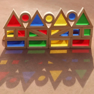 Hamaha Eğitici Ahşap Oyuncak Ahşap Gökkuşağı Rainbow Blokları 24 Parça