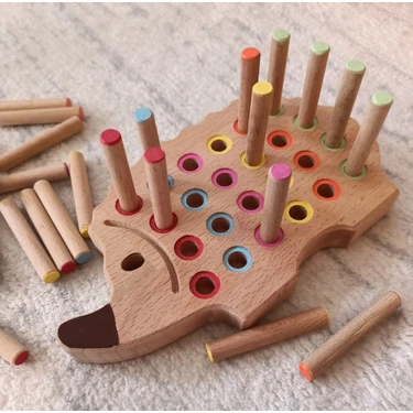 Kikadu Montessori Ahşap Tak Çıkar Kirpi Rengarenk Ahşap