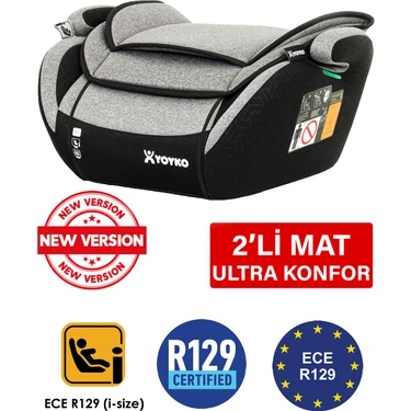 Yoyko 15-36 kg Oto Koltuğu Yükseltici I-Size Premium Booster Gri ISOFIX