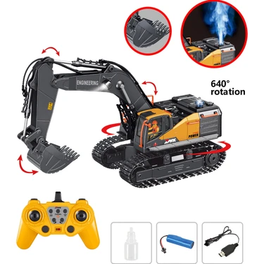 Learning Fun 1:18 Metal Alaşım Buharlı Işıklı Full Fonksiyon 2.4ghz Excavator Uzaktan Kumandalı