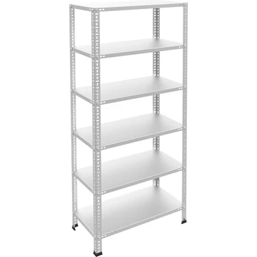 Rafburada 6 Katlı Galvaniz Çelik Raf - Depo, Arşiv, Kiler, Dosya, Market Rafı - 31x60 cm-200