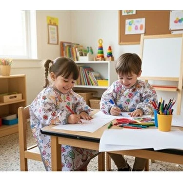 7-10YAŞ Family, Cırtlı, Sıvı Geçirmez, Aktivite, Çocuk Boyama Önlüğü,