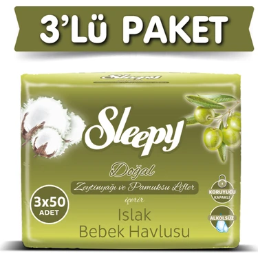 Sleepy  Sleepy Zeytinyağı Islak Havlu 3 X