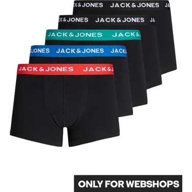 Jack & Jones Erkek Pamuklu Renkli Kemer Siyah Renk 5 Li Boxer