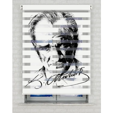 BRIGHTCOVER Mustafa Kemal Atatürk Baskılı Zebra Perde - Gece Gündüz - Genç Odası Perdesi, Salon