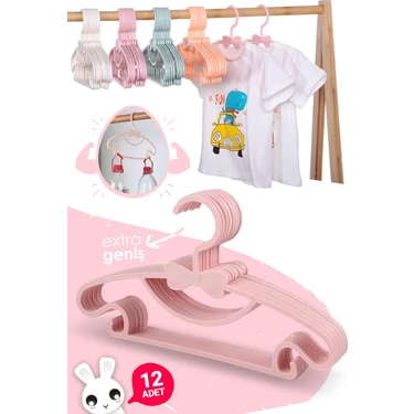 Morpanya Sweet 12 Adet Pembe Bebek Elbise Askısı Fiyonklu Kelebek Bebek Çocuk Kıyafet