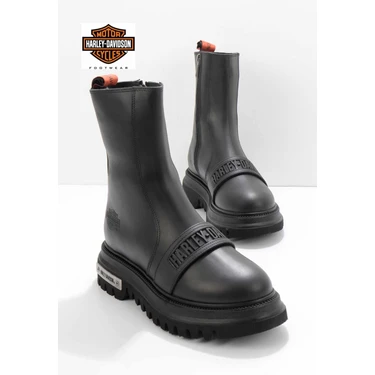 Harley Davidson Black Leather Kadın Bot & Bootie