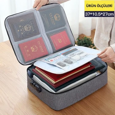 Dekohop Belge Evrak Pasaport Saklama Düzenleyici Çanta Kilitli Seyahat Organizer