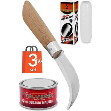 Telvesse Bayram Aşı Bıçağı 22 cm No:3 + Aşı Macunu + Aşı Bandı (3'lü