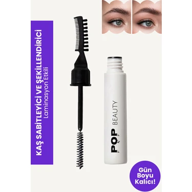 Pop Beauty Kaş Sabitleyici ve Şekillendirici, Kaş Fırçası, Tarağı ve Sabitleyici Jel (Laminasyon