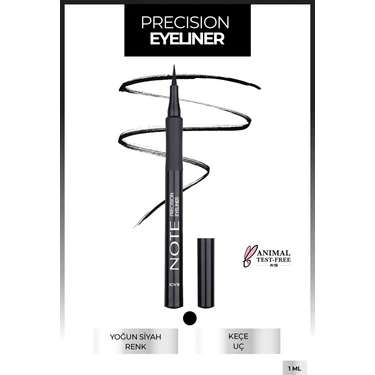 Note Cosmetics Hassas Kalem Likit Eyeliner - Yoğun Siyah, 1 ml, Uzun Süre Kalıcı, Suya