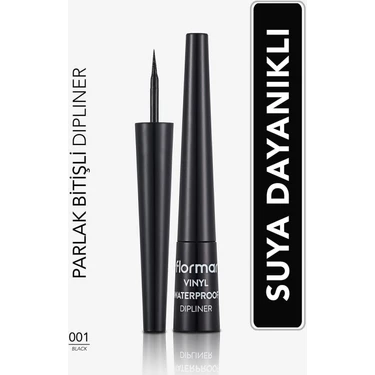 Flormar Vinyl Suya Dayanıklı Parlak Eyeliner 001 Black Yoğun Renk Veren