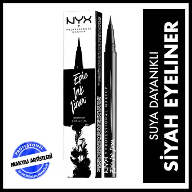 NYX Professional Makeup Siyah Epic Ink Liner Suya Dayanıklı İnce Uçlu Eyeliner 1