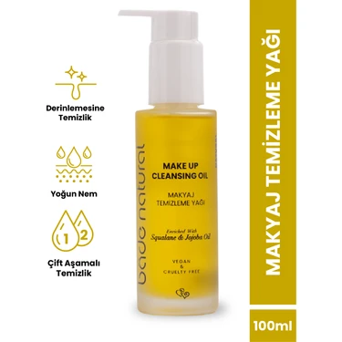 Bade Natural Makyaj Temizleme Yağı Jojoba ve Skualan Içerikli %100 Doğal ve Vegan 100