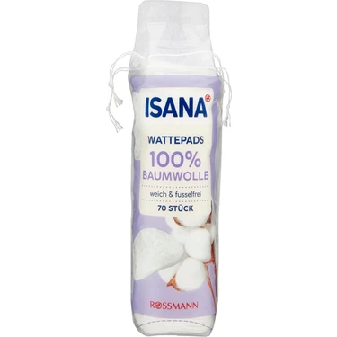 Isana %100 Pamuktan Üretilmiş 70 Adet Makyaj Temizleme Disk Pamuk Mendilleri Hassas Ciltler