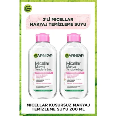 Garnier Micellar Kusursuz Makyaj Temizleme Suyu 200 ml 2'li Set Tüm Cilt Tipleri İçin Arındırıcı