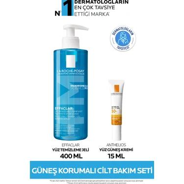 La Roche-Posay Güneş Korumalı Cilt Bakım Seti : Effaclar Yüz Temizleme Jeli 400ml & Anthelios Yüz