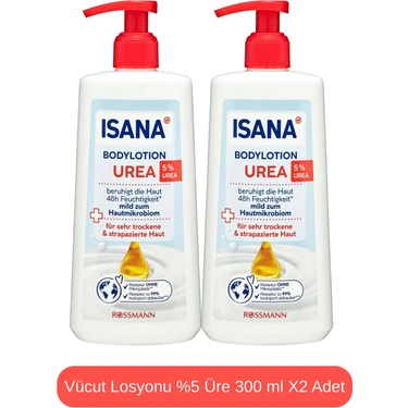 Isana Vücut Losyonu %5 Üre Nemlendirici Etki 600 ml İki Adet Hassas Ciltler