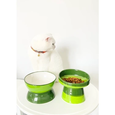 Seramik Kedi ve Köpek Mama Su Kabı Luna- Ayaklı Model