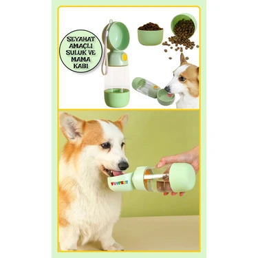 Toyfest Kedi Köpek Evcil Hayvan Portatif Seyahat Amaçlı Suluk ve Mama Kabı - 400 ml + 180
