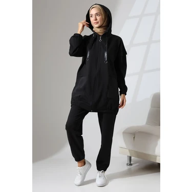 Mihran Butik Kadın Siyah Mevsimlik Penye Alt Üst Spor ve Rahat Tesettür