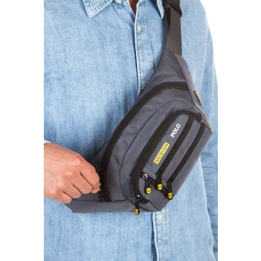 Erkek Gri USB Kulaklık Çıkışlı Crossbody Çapraz Göğüs Omuz ve Bel Çantası