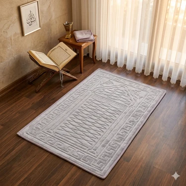 Miabella Home Seccade Diz Ağrıtmayan Kadife Kaymaz Taban Kabartmalı, Işlemeli, Özel Yumuşak Taban