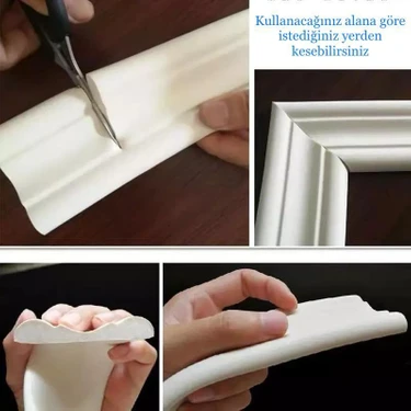 Renkli Duvarlar Beyaz  Esnek Duvar Çıtası Dekoratif Yapışkanlı Çerçeve