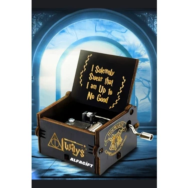 Alfa Gift Harry Potter Always Temalı Ahşap Işlemeli Mekanik Müzik Kutusu - Büyüleyici ve Şık