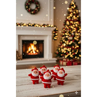 Deniz Party Store Yılbaşı Ağaç Süsü Kırmızı Noel Baba 6'lı Paket Renkli Parti ve Dekorasyon İçin